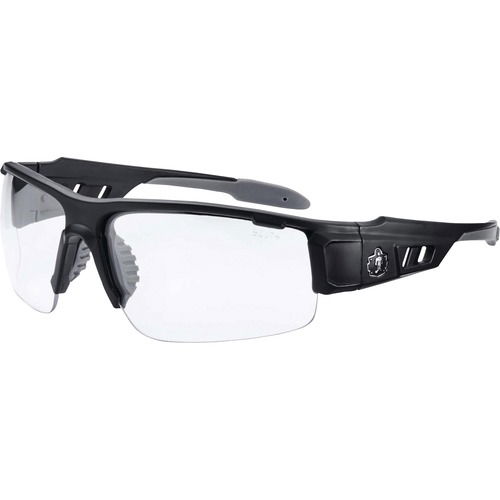 Ergodyne Skullerz DAGR Safety Glasses, Clear Lens, Matte Black Nylon Frame, UVA/UVB/UVC Protection, Scratch-Resistant, ANSI Z87.1