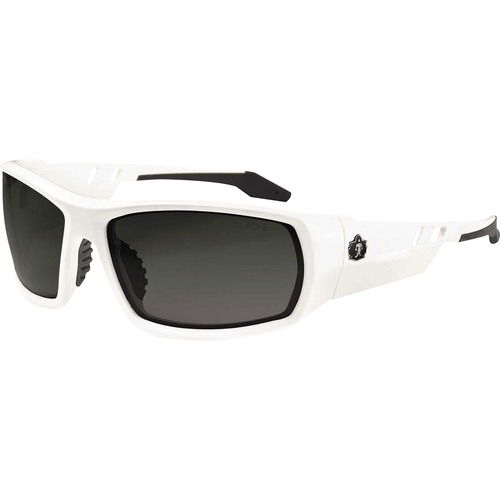 Ergodyne Skullerz Safety Glasses, Polarized Smoke Lens, White Nylon Frame, ANSI Z87.1+ Ballistic Impact, Non-Slip Rubber Temples