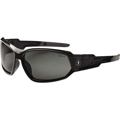 Ergodyne Skullerz Loki Safety Sunglasses, Smoke Lens, Black Nylon Frame, ANSI Compliant, 99.9% UV, Foam Gasket/Strap Included