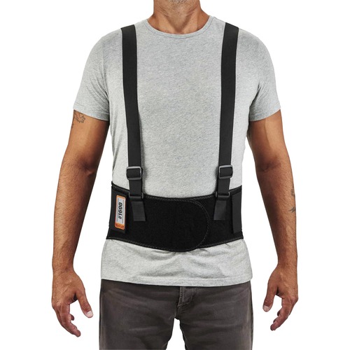 Ergodyne ProFlex 1600 Standard Back Support Brace - 25" to 30" Waist Size - Black - Polypropylene, Elastic, Rubber - 1 Each