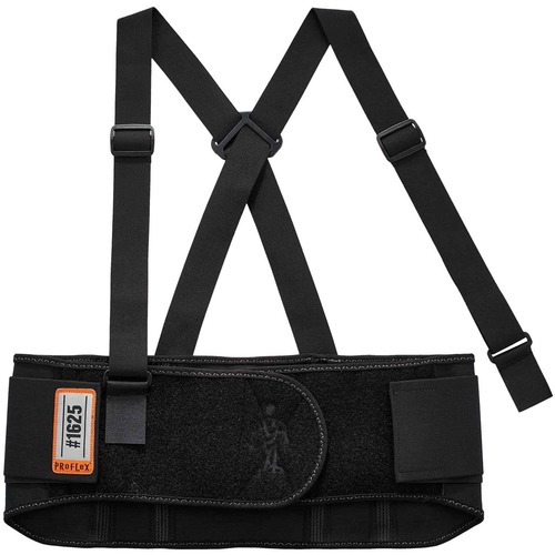 Ergodyne ProFlex 1625 Elastic Back Support Brace - 38" to 42" Waist Size - Black - Elastic, Polypropylene, Rubber - 1 Each