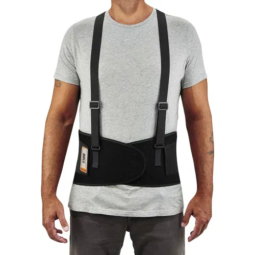 Ergodyne ProFlex 100 Back Support Brace, Small (25"-30" Waist), Black, Detachable Suspenders, Hook and Loop Closure