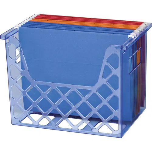 Officemate Desktop File Organizer, Blue Glacier, Letter-Size, 13.25" x 8.63" x 10.75", Transparent Blue, Removable Step-Up Inserts