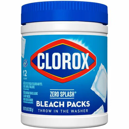 Clorox Zero Splash Bleach Packs - Spill Resistant - White - 12 Tub - 1 Each