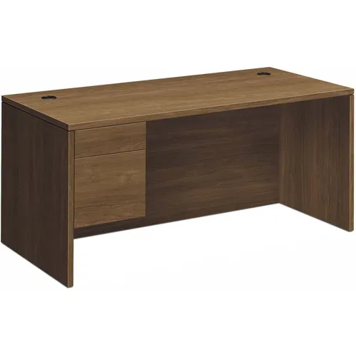 HON Pedestal Desk, Left-Pedestal, 10500 Series, 66" W x 30" D x 29.5" H, 2-Drawer (1 Box, 1 File), Modesty Panel