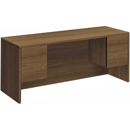 HON Pedestal Credenza, Kneespace, 10500 Series, 72" W x 24" D x 29.5" H, Double Pedestal, 4-Drawer, Laminate Pinnacle
