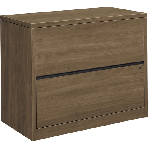 HON Lateral File, Workstation, 10500 Series, 2-Drawer, 36" W x 20" D x 29.5" H, Pinnacle Laminate, Ball-Bearing Suspension, Interchangeable Lock