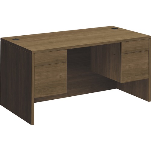 HON Pedestal Desk, Workstation, 10500 Series, Double Pedestal, 60 in W x 30 in D x 29.5 in H, Pinnacle Laminate, 4-Drawer