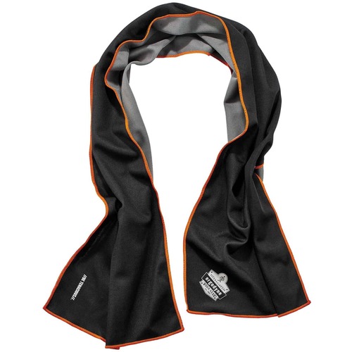 Ergodyne 6602MF Evaporative Microfiber Cooling Towel - 7.3" Height x 2.5" Width - Black - MicroFiber - 1 Each