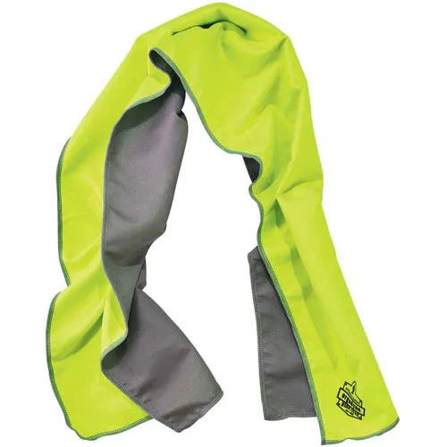 Ergodyne Cooling Towel, Chill-Its, 2.5" W x 7.3" H, Evaporative, Microfiber, Lime, UPF 50 Plus