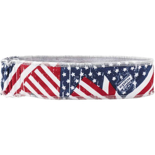 Ergodyne Headband, Chill-Its, Moisture-Wicking Terry Cloth Sweatband, Stars and Stripes, 2" H x 20" L, 6/CT