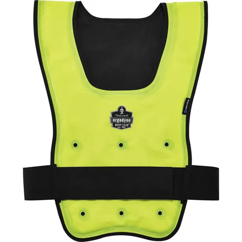 Ergodyne Chill-Its Cooling Vest, Dry Evaporative, Lime High-Vis Nylon, Large/XL, Hook-and-Loop Elastic Waist, Machine Washable