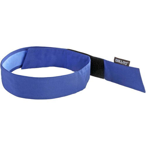 Ergodyne Cooling Bandana, Chill-Its, Evaporative PVA, Solid Blue, 6/CT