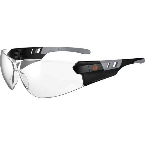 Ergodyne Safety Glasses, SAGA-AF, Anti-Fog Clear Lens, Matte Black, Frameless, Impact Resistant, UV Protection