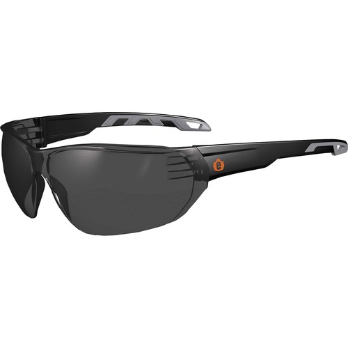 Ergodyne Safety Glasses, Skullerz, Anti-Fog Smoke Lens, Matte Black, Frameless, Non-Slip Temples, Ansi Z87.1
