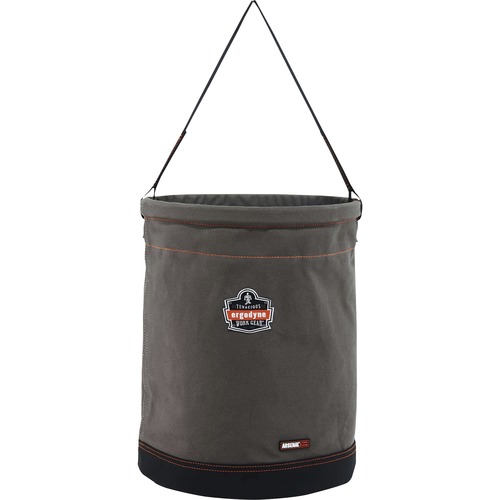 Ergodyne Hoist Bucket, Arsenal, Web Handle, 150 lb Capacity, 17.8" W x 4" D, 24 oz Canvas, Synthetic Leather-Reinforced Base, Gray