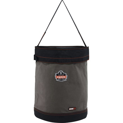 Ergodyne Arsenal Hoist Bucket, 150 lb Capacity, 24 oz Canvas, Synthetic Leather Reinforced Base, Detachable Safety Top, Gray