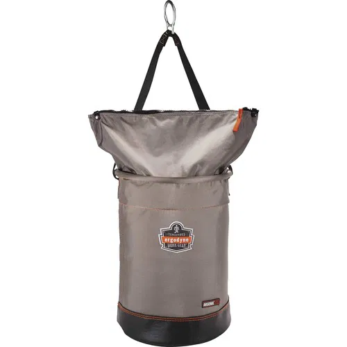 Ergodyne Arsenal Hoist Bucket, Large, 99 lb Capacity, D-Rings, Zipper Top, 17" H, Gray