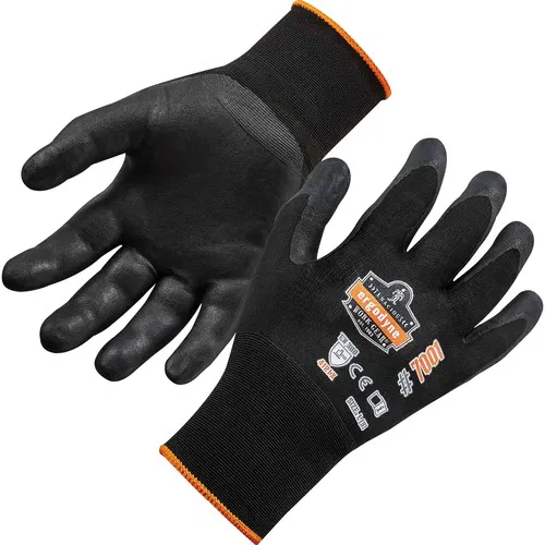 Ergodyne Work Gloves, ProFlex 7001, XXL, Nitrile-Coated, Abrasion-Resistant, Touchscreen-Capable, Black, 2/Pair, 12/BG