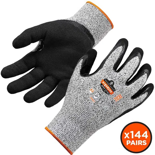 Ergodyne ProFlex Work Gloves, Nitrile-Coated, A3 Cut-Resistant, 13-Gauge Nylon-Spandex, Extra Large, Gray, 2/Pair, 144/CT