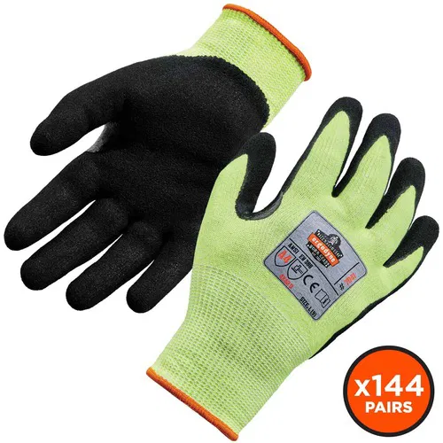 Ergodyne ProFlex Work Gloves, Nitrile-Coated Level 4 Cut, Hi-Vis Lime, XL, Touchscreen, 2/Pair, 144/CT