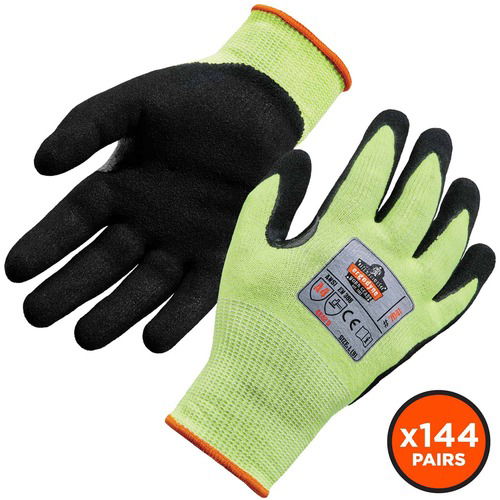 Ergodyne Work Gloves, ProFlex, Level 4 Cut (ANSI A4), Nitrile-Coated Polyurethane, Hi-Vis Lime, XXL, Touchscreen, 2/Pair, 144/CT