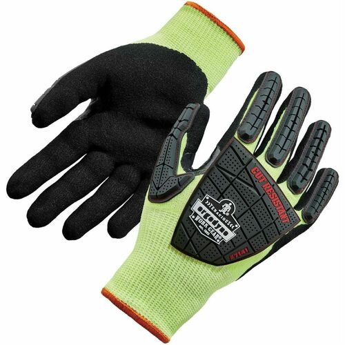 Ergodyne ProFlex 7141 Work Gloves, Nitrile-Coated Level 4 Cut-Resistant, XXL, Lime, 2/Pair, 72/CT