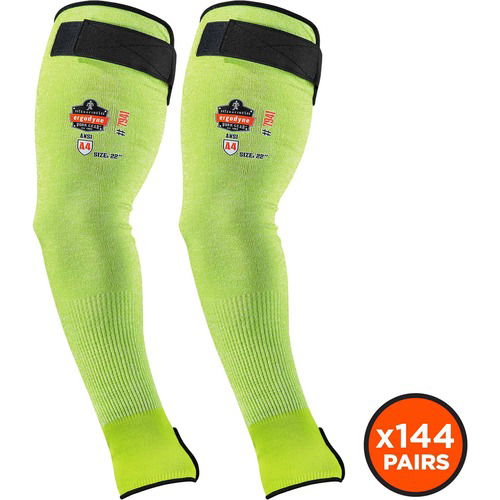 Ergodyne Protective Arm Sleeve Pair, ProFlex 7941, 5.25" Length, ANSI A4 Cut Resistant, Lime Yarn, Adjustable Fit, Thumb Hole, 144/CT