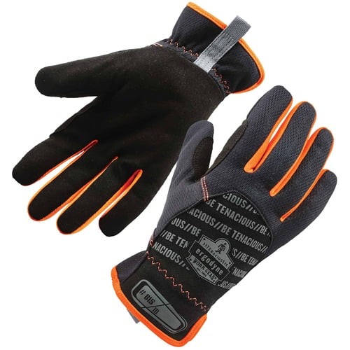 Ergodyne Work Gloves, ProFlex, Medium, QuickCuff Gauntlet, Synthetic Leather Palm, Breathable Polyester Mesh, Reinforced Thumb, Black, 2/Pair