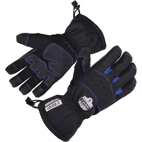 Ergodyne ProFlex Work Gloves, Large, Thermal Waterproof, 3M Thinsulate, Touchscreen, Gauntlet Cuff, Reinforced Palm, Black, 2/Pair