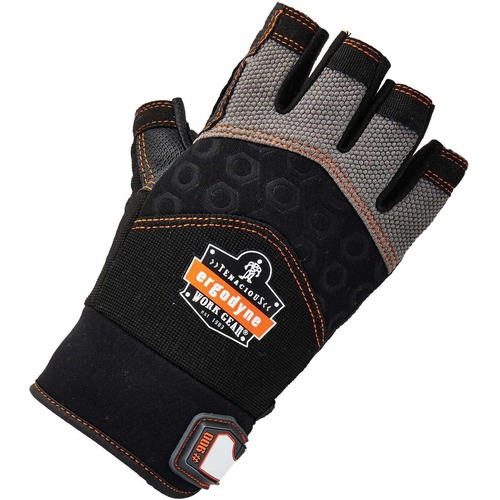 Ergodyne ProFlex 900 Work Gloves, Half-Finger, XXL, Anti-Vibration Padded Palm, Reinforced Thumb, Neoprene Knuckle Pad, Breathable Black, 2/Pair