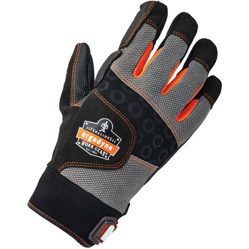 Ergodyne, Work Gloves, ProFlex, Small, Full-Finger, Certified Anti-Vibration, Reinforced Thumb/Fingertips, Hook/Loop Closure, 2/PR, Black