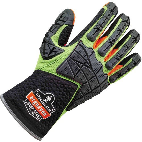 Ergodyne Work Gloves, ProFlex, Dorsal Impact-Reducing, XXL, Lime, Non-Slip Grip, Reinforced Thumb/Index, Reflective Binding, 2/Pair