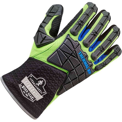 Ergodyne ProFlex Work Gloves, Thermal Waterproof, Impact-Resistant, Thinsulate, Reinforced Palm, Thumb and Index, Lime XL, 2/PR