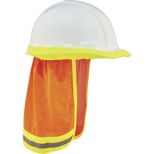Ergodyne, Safety Hat Neck Shade, Glowear, Hi-Vis Mesh, Reflective Trim (ANSI 107), Orange, 10" W x 1" H, Brim Clips, for Hard Hats, 6/CT