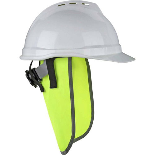 Ergodyne, Safety Hat Neck Shade, Hard Hat, Glowear, 14.5" W x 1" H, Lime Polyester, ANSI 107 Reflective Trim, 6/CT