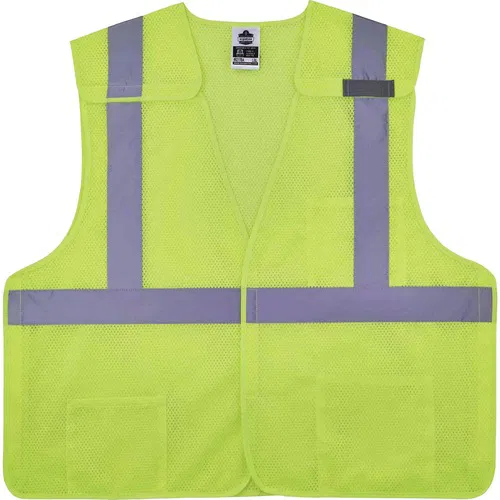 Ergodyne Safety Vest, GloWear, Breakaway, Type R Class 2, Lime Polyester Mesh, 2 in Reflective Tape, 4XL/5XL