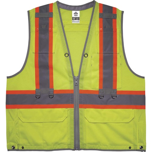 Ergodyne Safety Vest, Over Harness, GloWear, Type R Class 2, ANSI/ISEA 121 and 107 Certified, Tool Tethering, Large/XL, Lime
