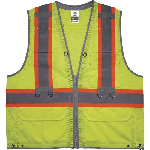 Ergodyne GloWear Safety Vest, Hi-Vis Tool Tethering, Type R Class 2, ANSI/ISEA 107/121, 2X-3X, Lime