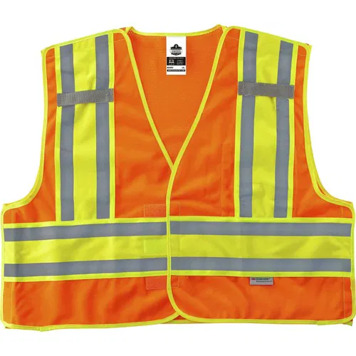 Ergodyne GloWear Safety Vest, Type P Class 2, 3M Scotchlite Reflective, Fluorescent Orange, 2X/3X, Hook-and-Loop Breakaways, Pocket, Mic Tabs