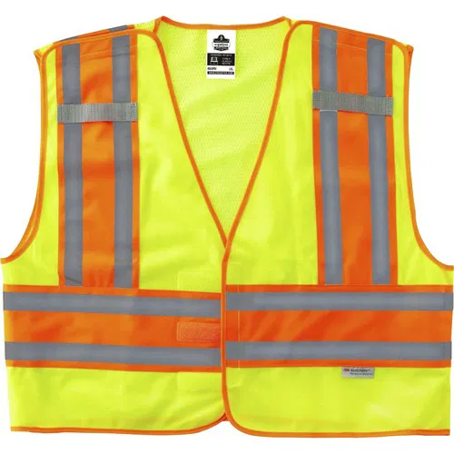 Ergodyne Safety Vest, Type P Class 2, GloWear, Small/Medium, Fluorescent Lime Mesh Back, 3M Reflective Tape, Mic Tabs, Inside Pocket