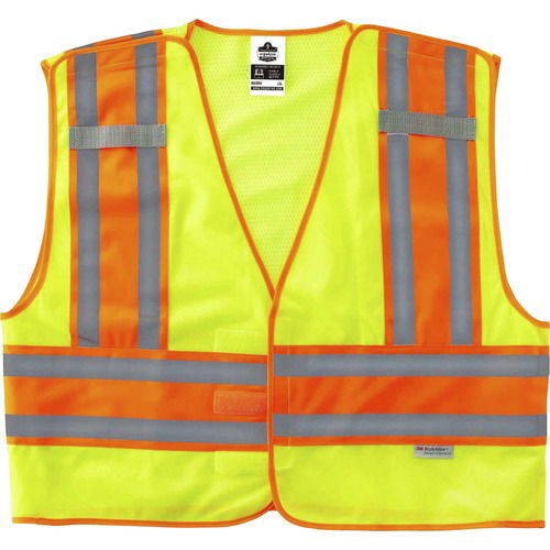 Ergodyne Safety Vest, GloWear, Type P Class 2, L/XL, Lime, 3M Scotchlite Reflective, Mesh Back, Hook-and-Loop Breakaways, Mic Tabs