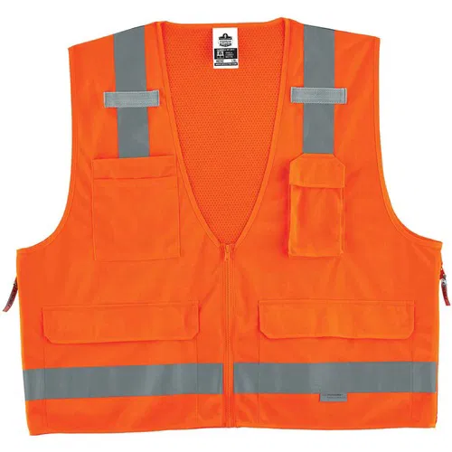Ergodyne GloWear Safety Vest, Type R Class 2 Surveyors, Large/XLarge, Polyester Front Mesh Back, 2 in 3M Scotchlite Reflective Tape, Orange