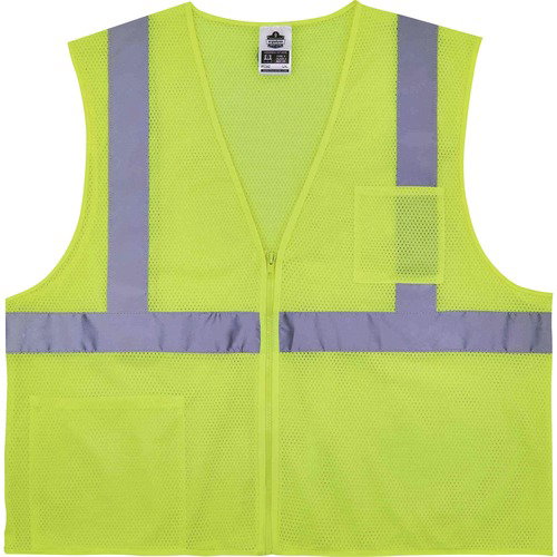Ergodyne GloWear Safety Vest, Type R Class 2, Self-Extinguishing Polyester Mesh, Lime, L/XL, Zipper Closure, 2 in Reflective Tape