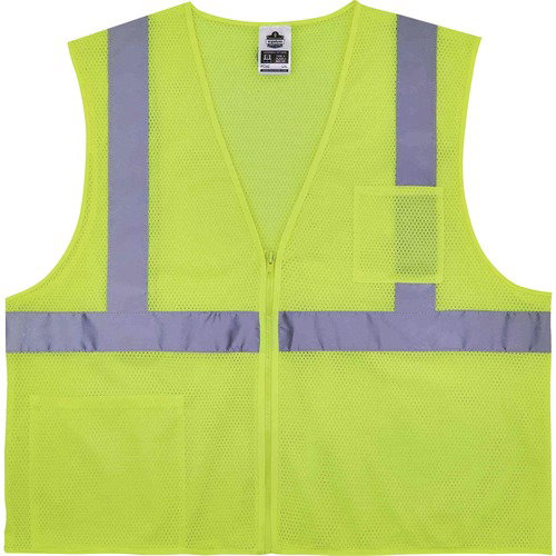 Ergodyne GloWear Safety Vest, Type R Class 2, 2X/3X, Lime Treated Polyester Mesh, Self-Extinguishing, 2 in Reflective Tape, Zipper Closure