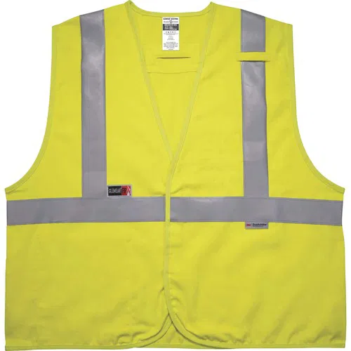 Ergodyne GloWear Safety Vest, 2X/3X, Hi-Vis Lime, Dual FR NFPA 2112 and 70E, ATPV 6.6 cal/cm2, Class 2, 3M Scotchlite 2 in Reflective Tape