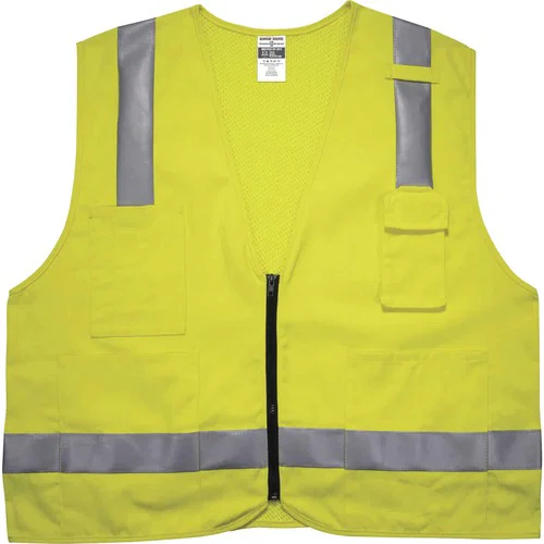 Ergodyne GloWear Safety Vest, Surveyor, Hi-Vis Lime, Flame-Resistant, Class 2 NFPA 70E, ATPV 6.6/4.6 cal/cm2, Mesh Back, Size 4X-5X