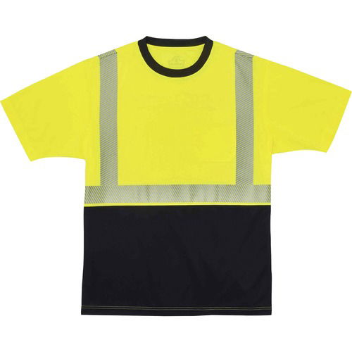 Ergodyne GloWear Hi-Vis Performance T-Shirt, Type R Class 2, 2" 3M Scotchlite Reflective Trim, Lime/Black, Medium, Polyester