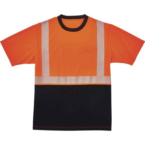 Ergodyne T-Shirt, GloWear Hi-Vis, Type R Class 2, Small, Orange/Black, 2" 3M Scotchlite, Moisture-Wicking Polyester