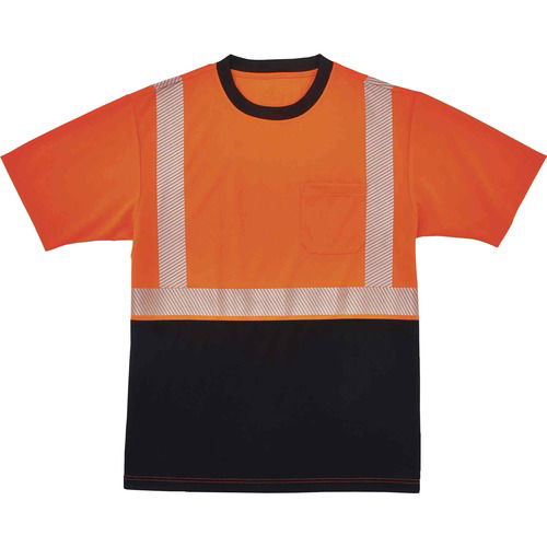 Ergodyne GloWear Hi-Vis Performance T-Shirt, Type R Class 2, Medium, Orange/Black, Polyester, 2" 3M Scotchlite Trim